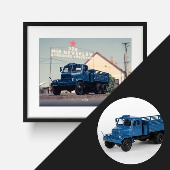 SET Praga V3S Valník (1967) "JZD Neveklov" + Obraz v ráme "Vesničko má středisková"